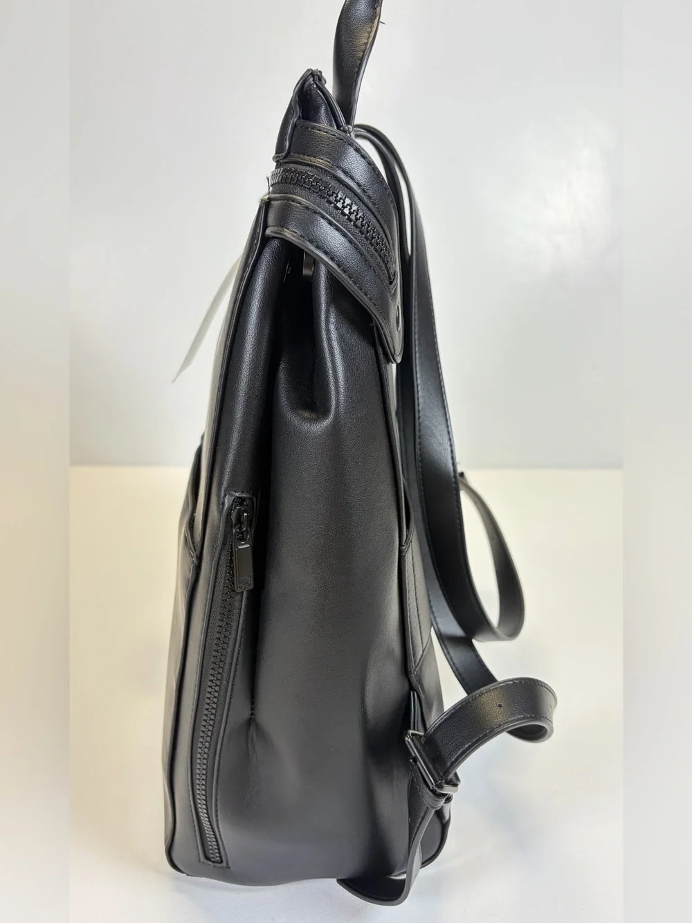 Boarding Pass Black Faux Leather Travel Backpack Tote Carry-On Bag NWT